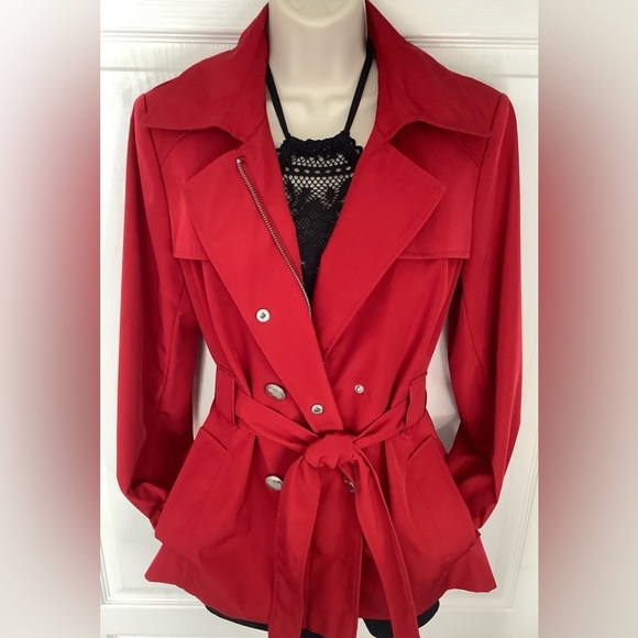 LIKE NEW👠Calvin Klein Red Water Resistant Trench Coat - Picture 4 of 15